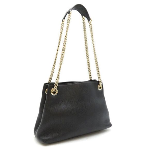 Gucci Shoulder Bag Soho Chain Tote Black Leather Interlocking G Tassel - Picture 2 of 6